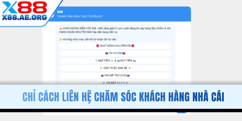 Chỉ cách liên hệ chăm sóc khách hàng nhà cái